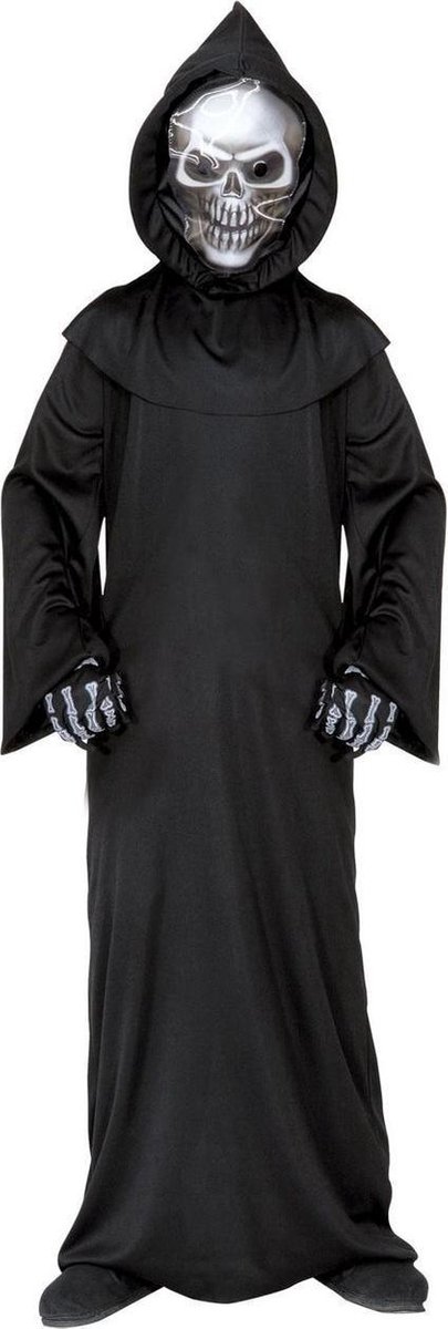 Beul & Magere Hein Kostuum | Grim Reaper, Holographic Vader Tijd Kostuum Jongen | Maat 116 | Carnaval kostuum | Verkleedkleding